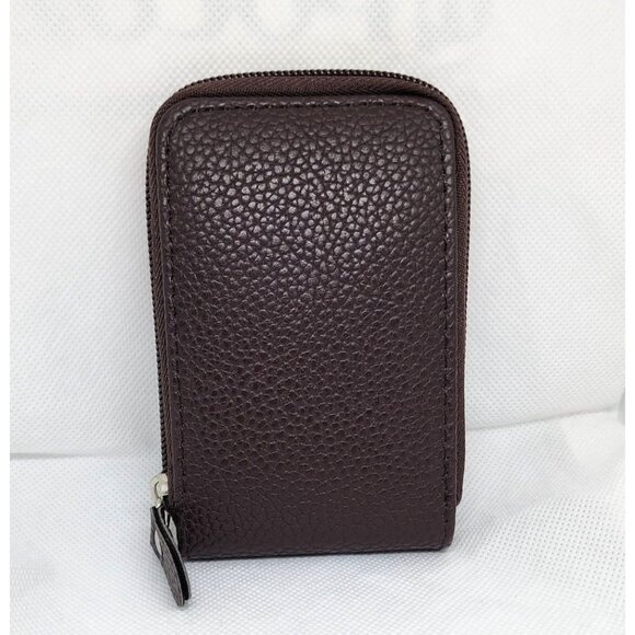 Mini Credit Card Case - Multi Card Slot Card Holder Wallet with ID Window Brown - Picture 2 of 13
